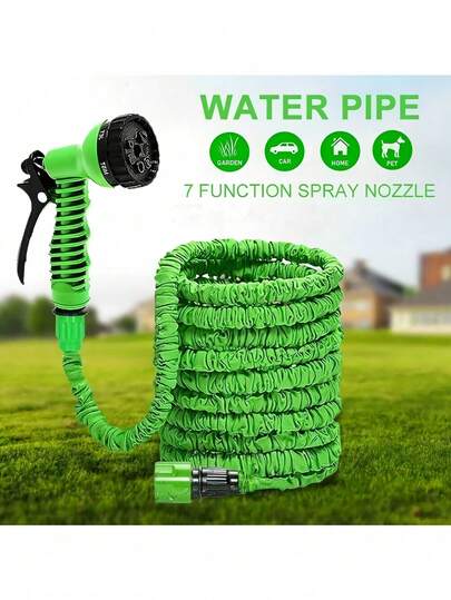 High Density TPE Expandable Hose, Household Car Washing & Gardening Hose, Auto-Retractable Multifunctional Hose With 7 Spray Nozzles, Adjustable Nozzle, Lightweight & Flexible Design, Suitable For Cleaning Yard, Lawn And Cars