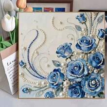 New 20*20 Wooden Frame Diamond Painting Kits, Includes Pearl Painting, Rose Flower, Starry Sky, Moon, Angel Wings, Blue Rose Patterns, Tools, Suitable For Pinterest, Crystal, Adult Handcraft, Embroidery, Mother's Day, Christmas Gifts (The Picture Shows The Finished Product, You Need To Make It Yourself After Purchase). Birthday Gift, Back To School Gift - Multicolor - View 12
