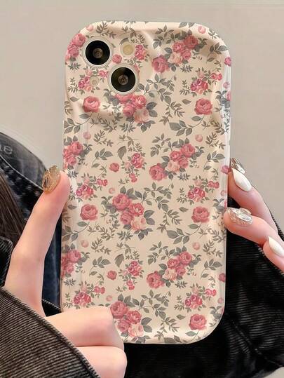 1 ชิ้น เคสโทรศัพท์ลายดอกกุหลาบและดอกไม้ขอบหยักสร้างสรรค์ เข้ากันได้กับ Apple 7/8/X/XR/XS Max/11/12/13/14/15/16/17 Pro Max, Galaxy A14/A15/A16/A17/A04/A05/A06/A07/A54/A55/A56/A57/A34/A35/A36/A37/S26/S26 Plus/S26 Ultra, Transsion SMART7/8/9/10