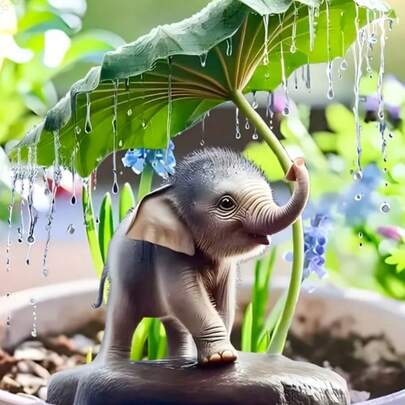1pc Bohemian Style Acrylic Elephant Garden Stake With Umbrella, Waterproof Outdoor Decor