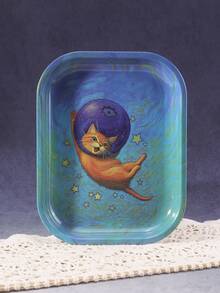 1pc Interesting Blueberry Cat Pattern Rolling Tray, Excellent Rolling Tool, Ideal Holiday Gift - Print - View 8