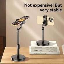 Adjustable Height Multi-Angle ABS Smartphone Stand - Durable Waterproof Tripod Base, Stable Grip Suitable For IPhone/Android, Video Viewing, Photography, Gaming, Calling Car Mount, Modern Design Sturdy Structure, Remote Work Dedicated - 黑色 - 查看 2