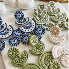 Bộ dụng cụ cắt khuyên tai phong cách Bohemian 3 món, dụng cụ làm trang sức bằng đất sét polymer kèm dao cắt, thích hợp để tự làm khuyên tai, mặt dây chuyền, vòng cổ thủ công bằng đất sét mềm. - trắng - Xem 6