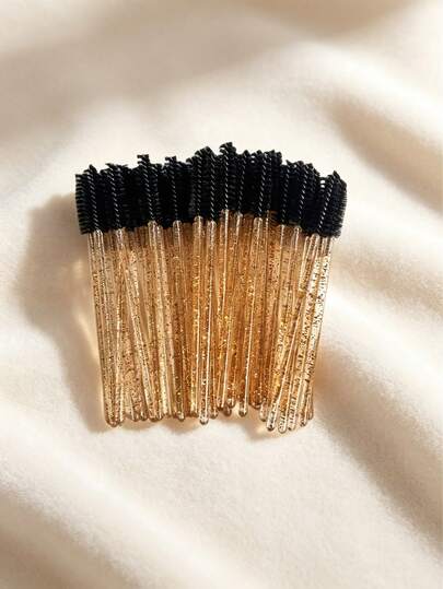 50支一次性睫毛刷、螺旋眉刷、小刷子、水晶棒睫毛刷，美容化妆工具