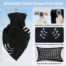 耳挂式围巾面罩，冰袖，套装组合，防紫外线，男女通用，防风保暖，可作头巾或围巾使用 - 彩色 - 查看 9