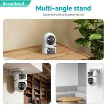 RecorGood 1个全彩夜视摄像头，带声光报警、定时监控、TF卡和云存储双存储、全方位巡逻云台旋转、可通过iOS/安卓设备远程查看、多人共享、双向语音通话、有线供电（配件包含支架、数据线、螺丝；不含SD卡），适用于室内家庭使用，是新年、春节和情人节的理想礼物。 - 黑與白 - 查看 8