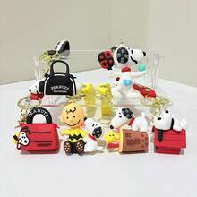 SNOOPY 1个太空史努比狗钥匙扣卡通可爱汽车钥匙扣女孩心形情侣包包挂件，新年礼物，情人节礼物，复活节礼物[随机款式] - 彩色 - 查看 2