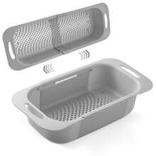 Rổ thoát nước có thể mở rộng, giá thoát nước bồn rửa đa chức năng, rổ rửa rau củ quả gia đình, giá để ráo chén đĩa. - Nhiều màu - Xem 10