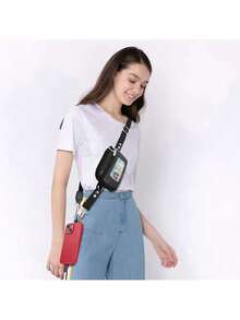 1个时尚防盗可调节斜挎包，带零钱包和腕带，可拆卸搭扣旅行收纳包，轻巧设计，适合存放手机壳和日常使用 - 彩色 - 查看 6