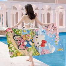 SANRIO 1条Hello Kitty主题超柔软微纤维沙滩巾，充满夏日气息，速干轻便，适合成人、男士、女士、女孩在沙滩、泳池和日常使用。 - 彩色 - 查看 13