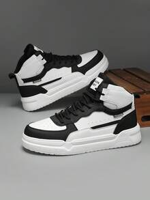 Men's White Sneakers, Couples Anti-Slip Casual Sports Shoes, High-Top Outdoor Activity Shoes - Black and White - View 16