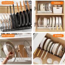 Expandable Cookware Storage Rack, Pot Lid Storage Rack With Adjustable ...