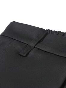 Men's Solid Color Fold Pleated Business Casual Pants - Black - View 6