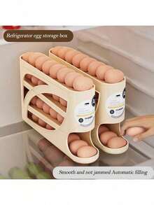1pc Automatic Rolling Egg Dispenser Storage Box, 4-Tier Space-Saving Egg Rack, Holds 28 Eggs, Plastic Egg Storage Rack Suitable For Refrigerator, Countertop, Kitchen Cabinet - Multicolor 4 - View 12
