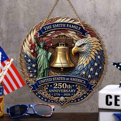 1 Pc 250th Anniversary Decoration Wooden Eagle Door Sign 250 Years Of Freedom Wreath For Front Door Wall Signs Decor For 4th Of July Home Decor Outdoor Indoor Party Supply