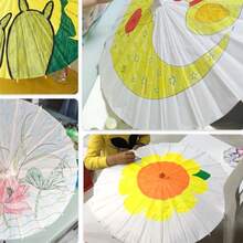 1pc Blank Lacquered Oil Paper Umbrella Wholesale, DIY White Handpainted Umbrella - White - View 9