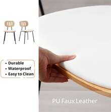 HEAH-YO Dining Chairs Set Of 4, Upholstered Faux Leather Rattan Dining Chairs With Backrest And Metal, Armless Kitchen Rattan Chairs Dining Room, White - 白色 - 查看 8