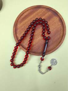 1条45颗10毫米树脂念珠手链，时尚百搭的阿拉伯风格奢华树脂饰品 - 彩色 - 查看 6