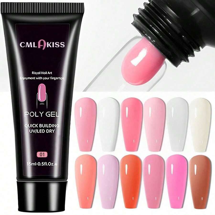 CMLAKISS 1瓶 0.5 Fl Oz 彩色聚酯指甲膠,指甲強化與設計,水晶指甲膠,持久且易於使用,專業美甲沙龍使用,多色可選 - 彩色 - 查看 1