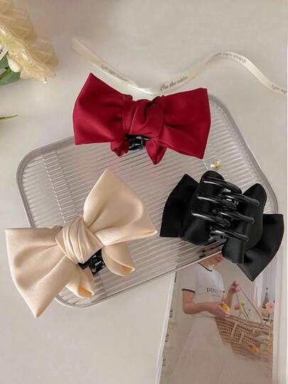 1 chiếc kẹp tóc nơ bằng lụa satin, kẹp tóc nơ xinh xắn, kẹp tóc phong cách Boho bằng polyester (acrylic), hàng mới về, kẹp tóc dùng được cả bốn mùa, kẹp hàm tóc, kẹp cài tóc, kẹp giữ tóc, phụ kiện tóc mùa thu đông cho nữ, phù hợp với trang phục đi nghỉ mát, mùa hè, đi biển.