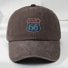 1 pieza Gorra de béisbol con estampado ROUTE, para deportes al aire libre y ocio, con absorción de humedad, gorra clásica lavada vintage, para verano, playa, vacaciones - A - Ver 4