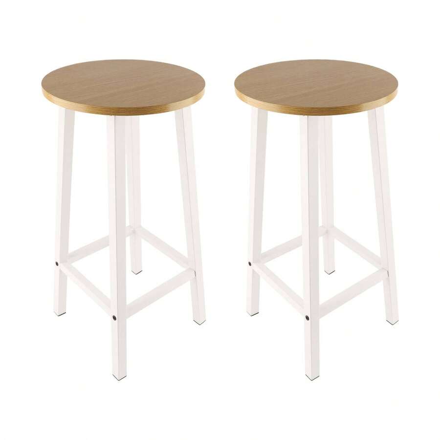 Set Of 2 Wooden Bar Stools Comfortable Warm Premium Quality Kitchen Home Décor - 米色 - 查看 1