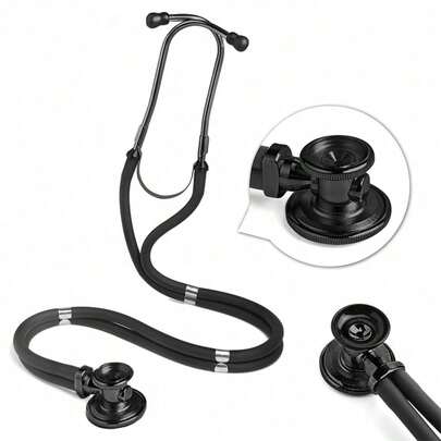 Dual Head Stethoscope For Medical Professionals - Stealth Black Lightweight Aluminum, Adult & Pediatric 2-In-1 Chest Piece, Home Health Care Essential, Perfect For Nurses, Doctors & EMTs,Portable Double Sided Stethoscope