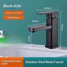 Grifo cuadrado de lujo asequible minimalista moderno, diseño a prueba de salpicaduras, núcleo de válvula cerámica con control de agua fría y caliente, adecuado para cocina, baño y hotel - Multicolor - Ver 3