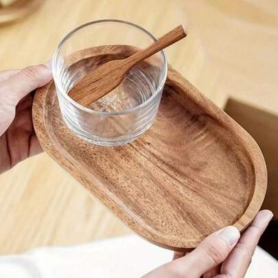 1/2/3/5/10pcs Solid Wooden Tray Dinner Plate Snack Plate For Serving Fruits, Desserts, Snacks, Tea For Hotel/Commercial