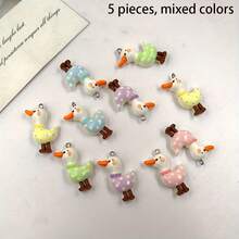 5/10 pièces Pendentif plat 2D nouveau animal oie, pour la fabrication de bijoux, l'artisanat de résine, fond plat - couleur aléatoire - Multicolore - Voir 12