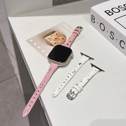 1pc Women's Smartwatch Band, Colorful Slim Waist Leather Strap, Suitable For Apple Watch 38/40/41(Series 10) 42/44/45/46/49mm, Can Be Used As Birthday Gift Or Giveaway, Soft And Comfortable, Easy To Wear, Fashionable Smartwatch Replacement Band