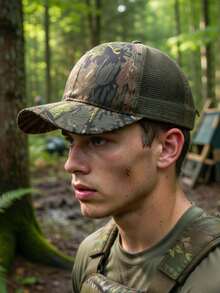1pc Camouflage Baseball Cap, Breathable Mesh Hat, Unisex Trucker Cap, Summer Breathable Quick-Dry Snapback Hat, Camouflage Sun Protection Hat, Suitable For Outdoor Training/Hiking/Fishing/Travel, Men And Women Casual Snapback,Beach,Holiday - Camouflage Hat - View 2