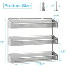 Hanging Spice Rack Wall Mounted, Narrow Spice Storage Rack, Suitable For Jar Storage, Kitchen, Cabinets Or Cabinet Doors - Silver - View 7