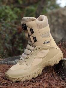 Men's Outdoor High-Top Rotating Button Hiking Boots, Outdoor Trekking Boots, Stylish Riding Shoes - Khaki - View 3