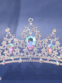Sparkling Rainbow Teardrop Crystal Crown, Romantic Bridal Headpiece For Prom & Photoshoot - Color - View 5