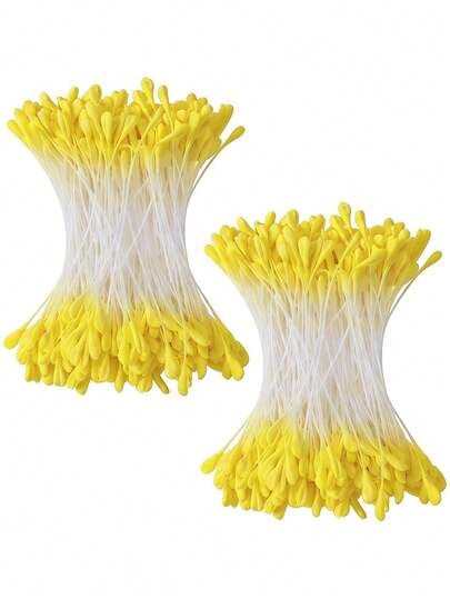 800支手工仿珍珠花蕊，适用于DIY家居装饰、婚礼场景、新娘捧花、胸花、拱门、情人节心形装饰、母亲节花艺布置、复活节中心装饰、春季派对背景、生日礼物、家居和婚礼剪贴簿人造花卉工艺装饰