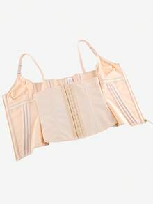 Áo corset hai lớp có gọng thép 15cm, khóa kéo vàng, dây đeo mảnh, thắt lưng khóa kim loại, đồ định hình vóc dáng, áo nịt eo, corset giúp thon gọn cơ thể. - Màu be - Xem 6