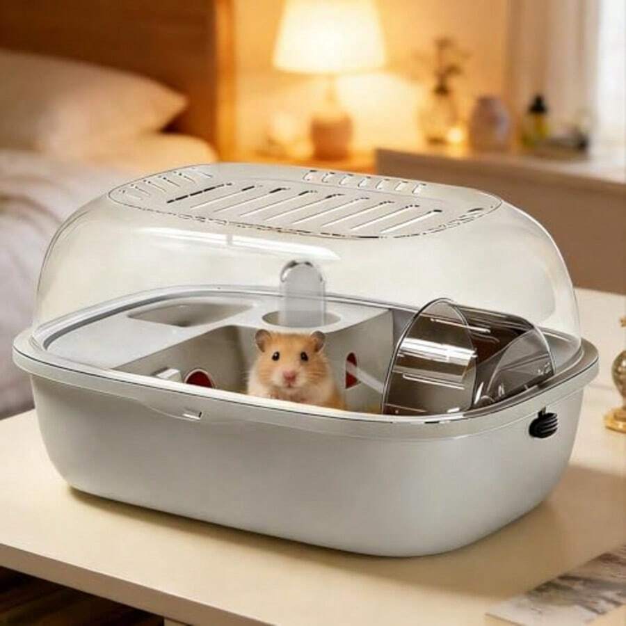 Hamster Cage | Ventilated Openable Top Convenient Portable Enclosure | Small Dwarf Hamster Cage,For Home Dorm Bedroom Living Room Balcony Apartment - Grey - View 1