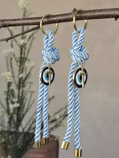 1pc Devil's Eye Cross Braided Phone Lanyard, Multi-Color Twisted Rope Anti-Lost Phone Strap, Unique Niche Phone Accessory (Actual Size May Slightly Differ From Photo Due To Shooting Angle And Magnification)
