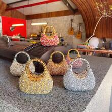 Mini Golden Pink Evening Bag Purses And Handbags Luxury Designer Shoulder Bags Diamond Party Wedding Acrylic Shiny Clutch Purse - Orange - View 4