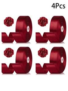 Luxury High-Quality Satin Ribbon, Solid Color Fabric Ribbon Roll, 1-1/2 Inch, 25 Yards, Suitable For Handicrafts, Baking, Gift Wrapping, Handmade Jewelry, Hair Accessories, Wedding Decorations, Sewing, Invitations, Bouquets And Christmas Decorations. - Wine Red - 查看 11