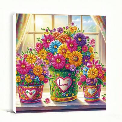 Bộ tranh đính đá 5D tự làm, tranh nghệ thuật đính đá với cụm hoa hình trái tim, thiết kế sáng tạo, bao gồm đầy đủ vật liệu thủ công, thích hợp làm quà tặng sinh nhật, quà tặng bạn bè, trang trí ấm cúng cho phòng khách, phòng ngủ, tranh nghệ thuật treo tường phong cách Bohemian.