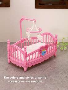 Doll Rocking Bed Decor Set, Realistic Furniture Series, Dollhouse Simulation Bedroom Rocking Bed Doll Accessory Set - Multicolor - View 12