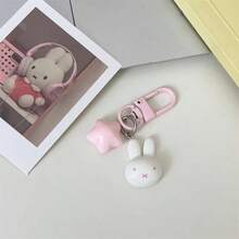 1pc Kawaii Miffy Rabbit Head Small Pendant Cute Doll Keyring Backpack Car Pendant Small Ornament Adorable Charm Decorative Girl Gift (Random Style) - Multicolor - View 7