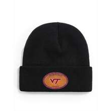 1pc Virginia Tech Hokies Retro Casual Knit Hat, Unisex Fashion  Sun Hat, Trucker Hat, Beach Hat, Fishing Hat, Suitable For Competition Venue,Travel, Party, Fun, Country, Birthday, Daily Casual Outdoor Wear Gifts - màu đen - Xem 1