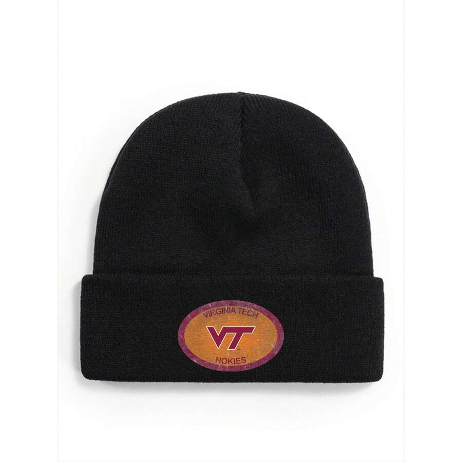 1pc Virginia Tech Hokies Retro Casual Knit Hat, Unisex Fashion  Sun Hat, Trucker Hat, Beach Hat, Fishing Hat, Suitable For Competition Venue,Travel, Party, Fun, Country, Birthday, Daily Casual Outdoor Wear Gifts - màu đen - Xem 1