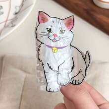 1个可爱亚克力猫耳发夹，萌趣卡通发饰，适合日常佩戴，猫奴必备，超萌动物爪发夹，夏季沙滩发夹，度假发饰 - 彩色 - 查看 11