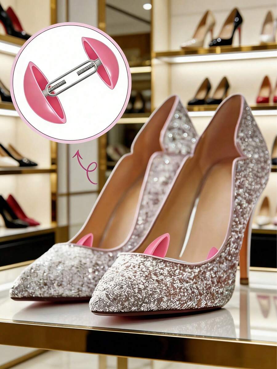 2pcs Adjustable Shoe Stretcher, Portable Mini Shoe Expander With Adjustable Height And Width, Suitable For High Heels And Sneakers, With Wrinkle Prevention And Shaping Function, Shoe Shaper And Extender. Unisex Shoe Care Accessory For Home Use, Also A Practical Gift.