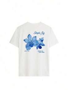 This Colorful Crew-Neck Shirt, Adorned With Floral And Lettering Prints, Is A And Versatile Option For Women. The Graphic Shirt Is Available In White And Other Colors, Ideal For Vacations. Casual - Apricot 2 - View 3