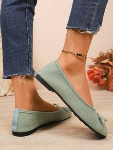 Summer New European And American Plus Size Pointed Toe Flat Shoes, Women Casual Breathable Slip-On Loafers, Suitable For Pregnant Women And Mothers - Green - View 6